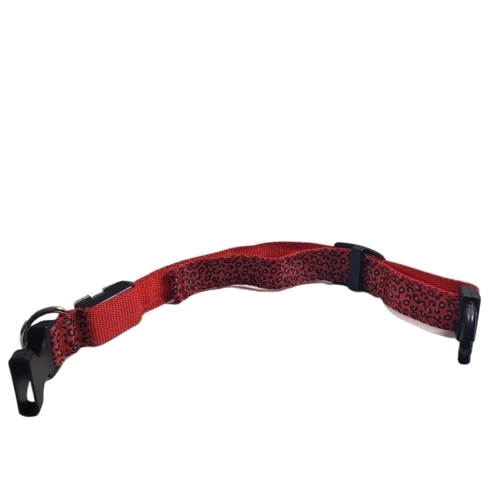 Animal Print Dog Collar with 3 Settings Red LED